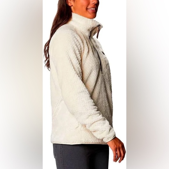 Columbia Fireside 1/4 Zip Sherpa Fleece Pullover Off White Chalk Color - Picture 4 of 13